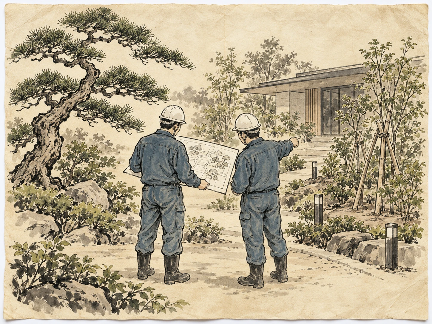 施工管理の仕事を表したイメージイラスト